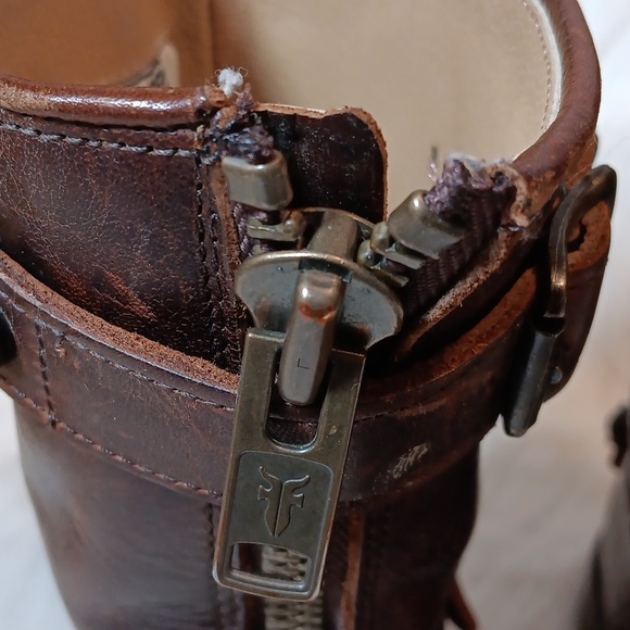 Frye Women Rustic Brown Leather Harness Biker Motorcycle Boots Size 8B - Picture 7 of 13